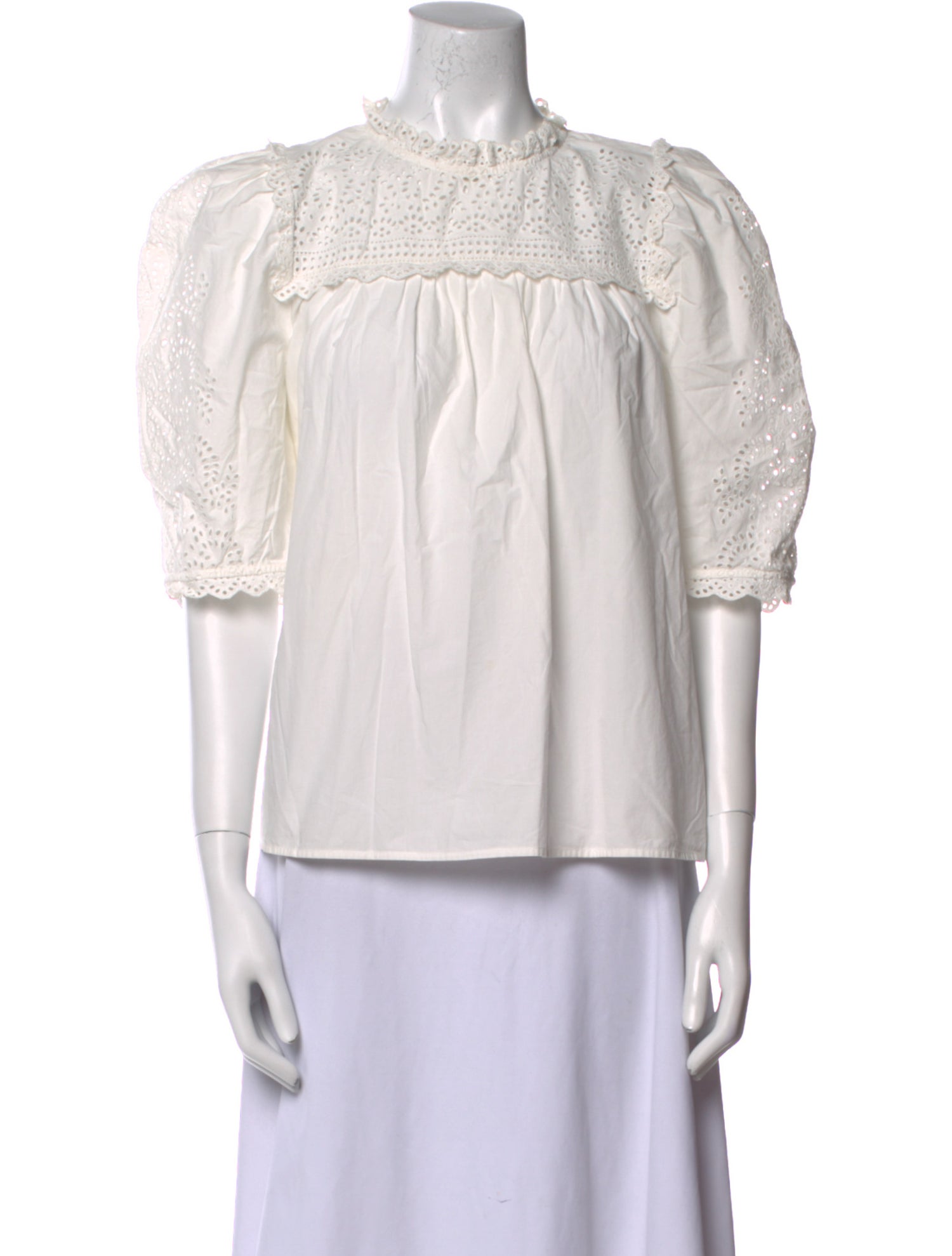 Ulla Johnson Mock Neck Three-Quarter Sleeve Blouse