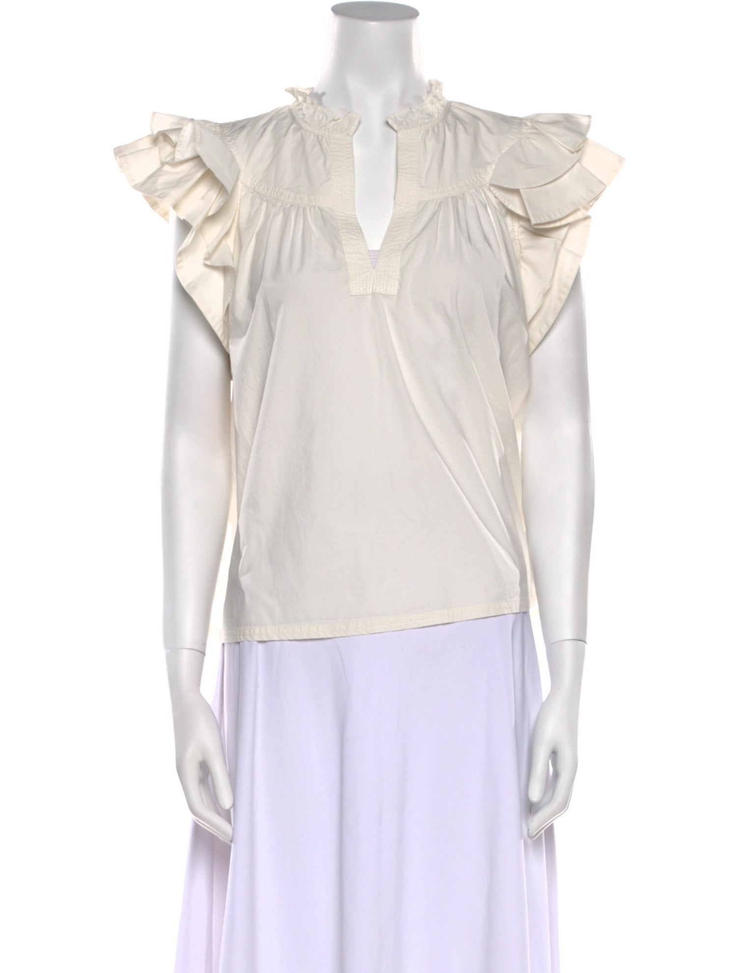 Ulla Johnson V-Neck Short Sleeve Blouse