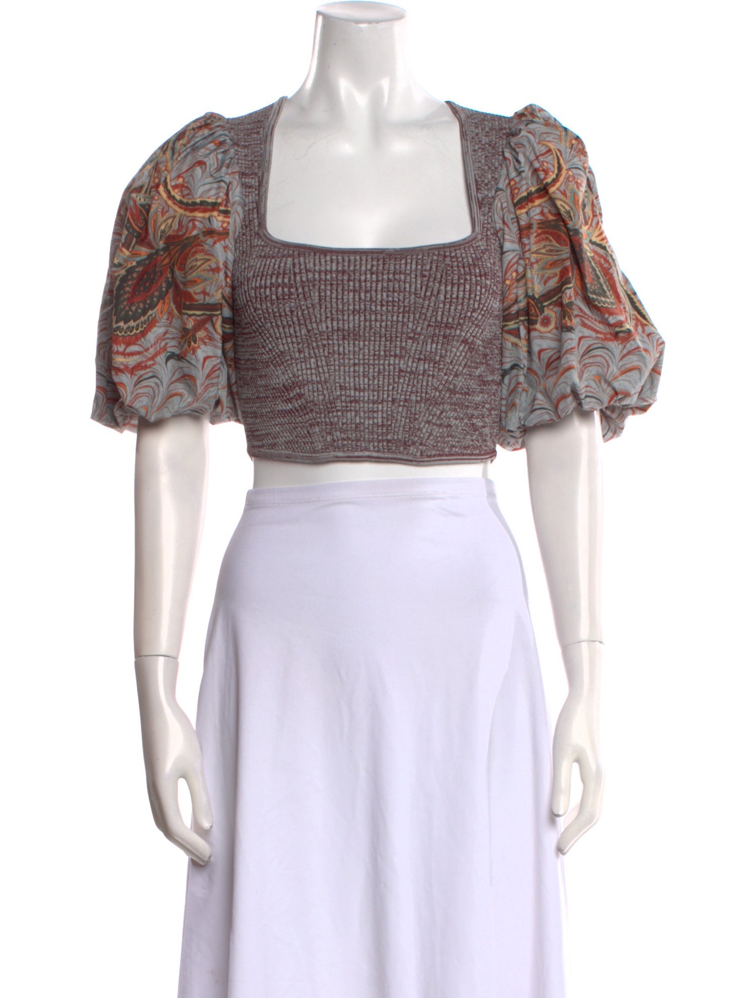 Ulla Johnson Printed Square Neckline Crop Top