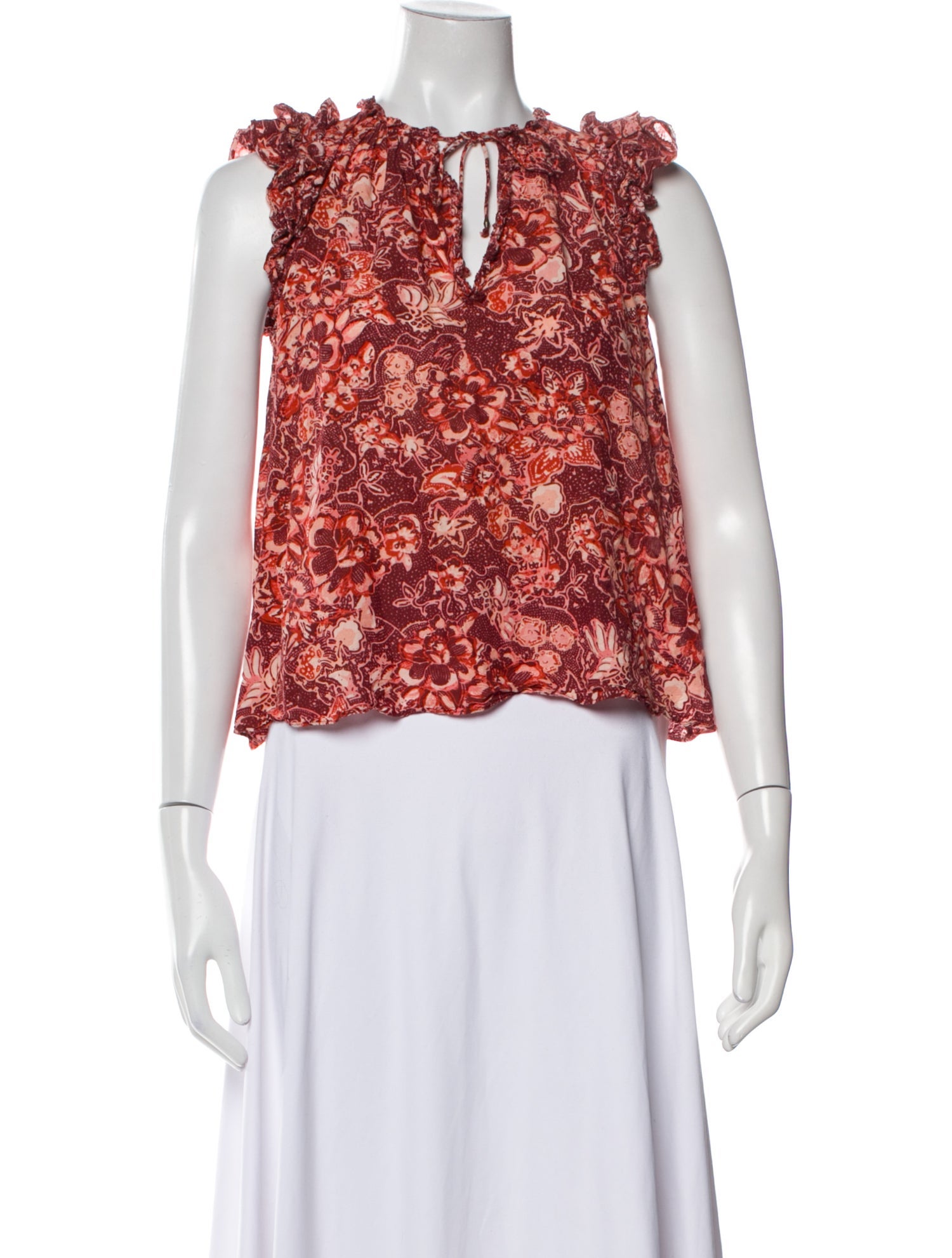 Ulla Johnson Floral Print Tie Neck Crop Top