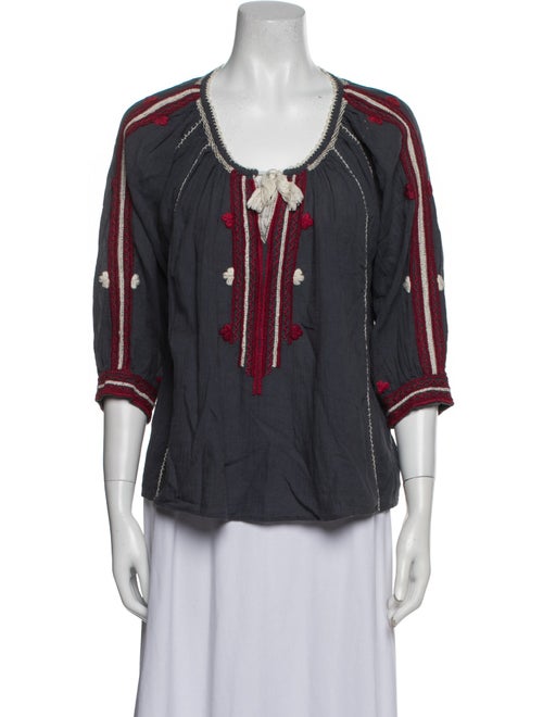 Ulla Johnson Colorblock Pattern Scoop Neck Blouse