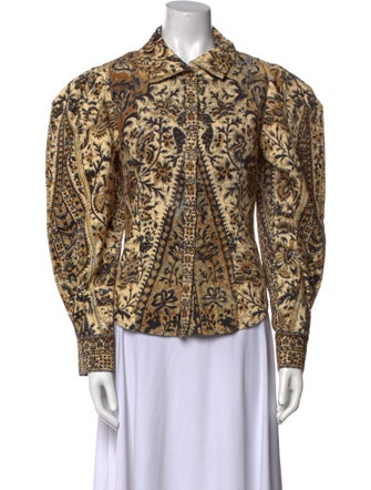 Ulla Johnson Printed Long Sleeve Button-Up Top