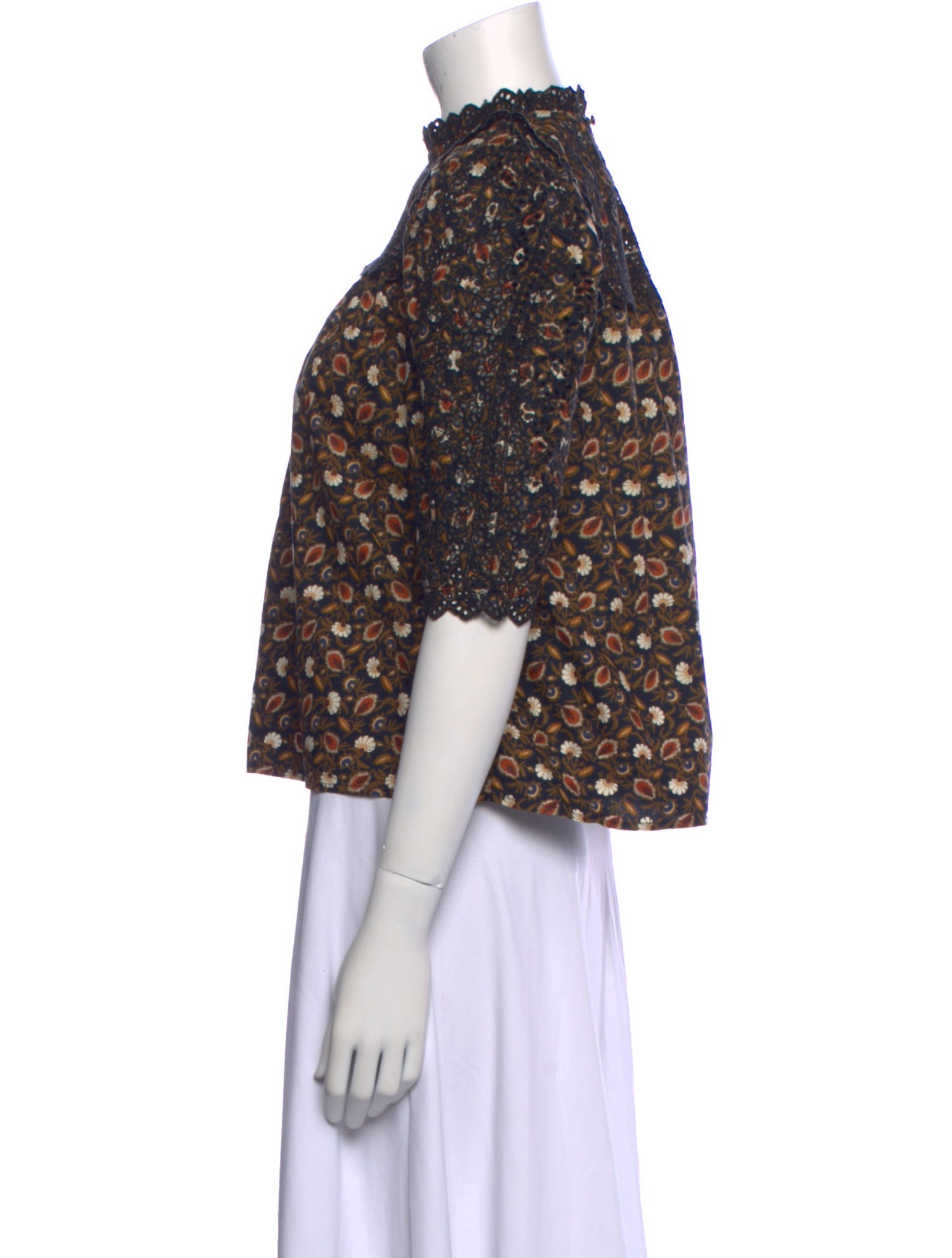 Ulla Johnson Floral Print Mock Neck Blouse