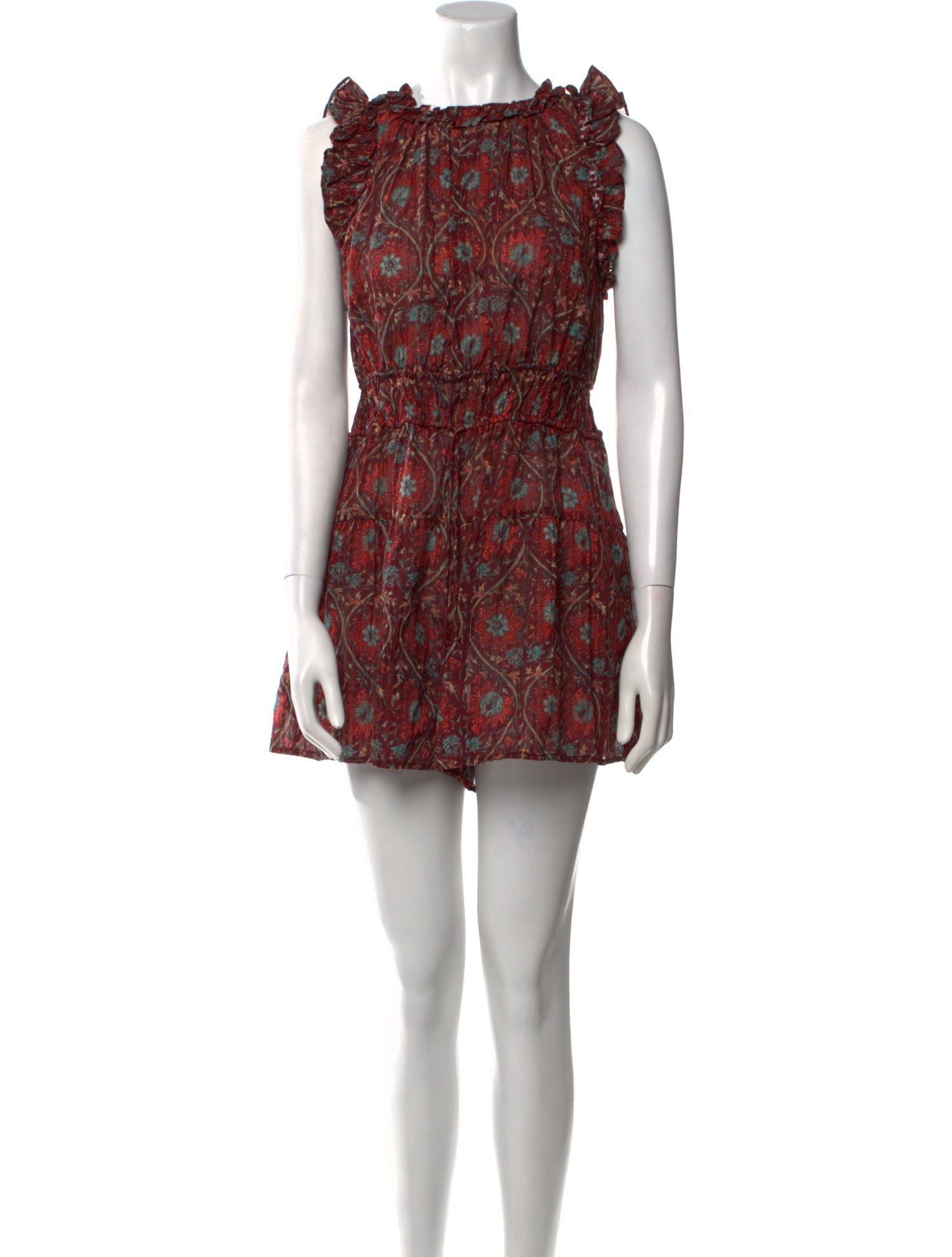 Ulla Johnson Floral Print Crew Neck Romper