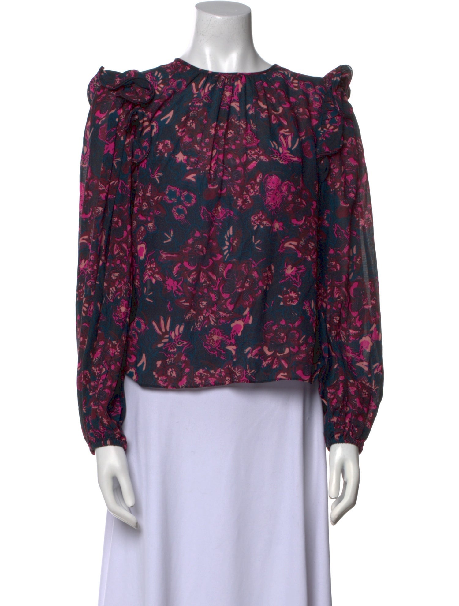 Ulla Johnson Floral Print Crew Neck Blouse