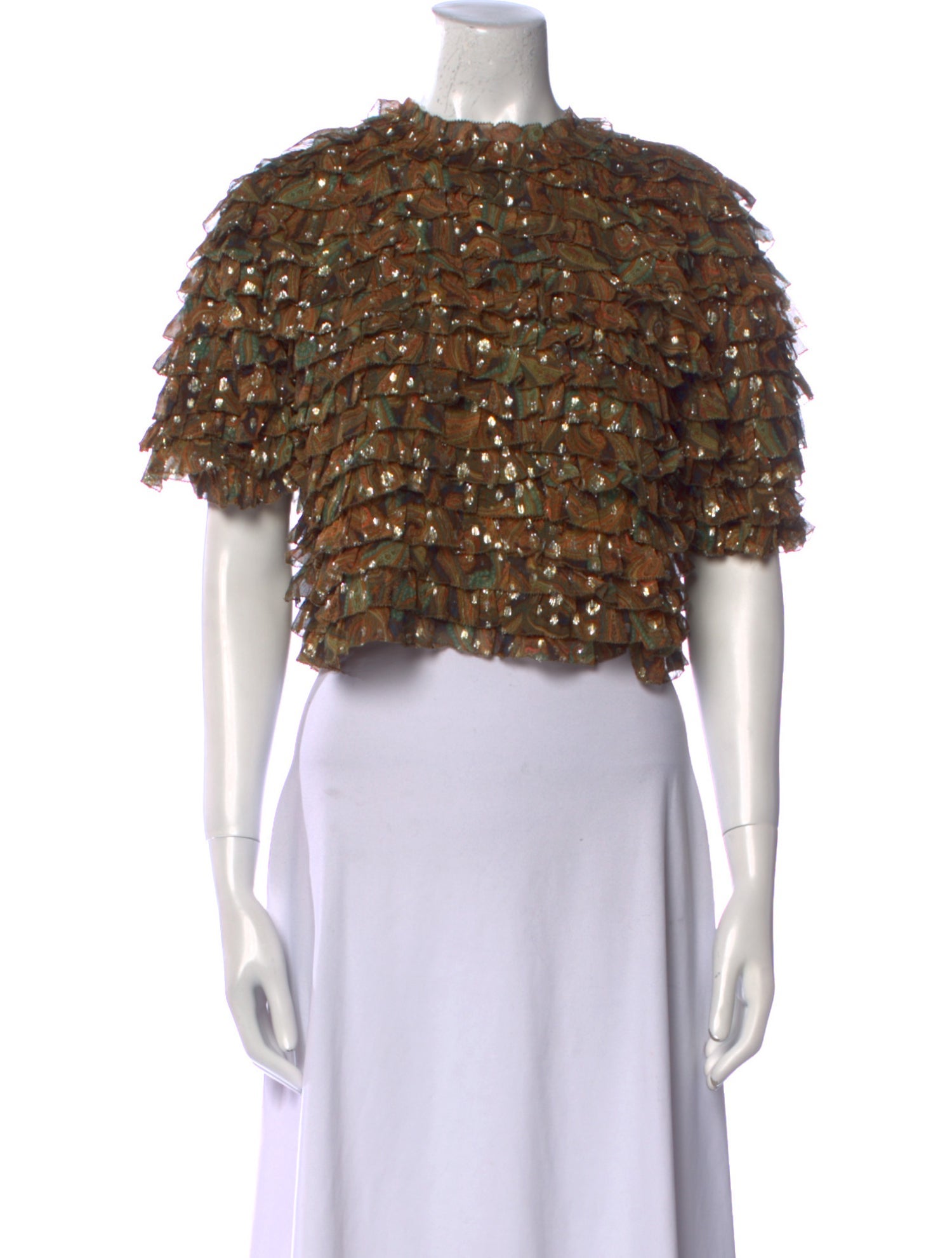 Ulla Johnson Silk Patterned Crop Top