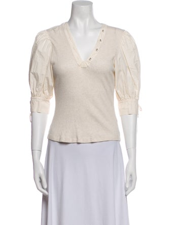 Ulla Johnson V-Neck Three-Quarter Sleeve Top