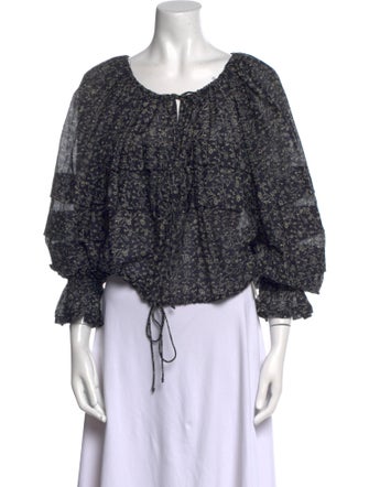 Ulla Johnson Floral Print Scoop Neck Blouse