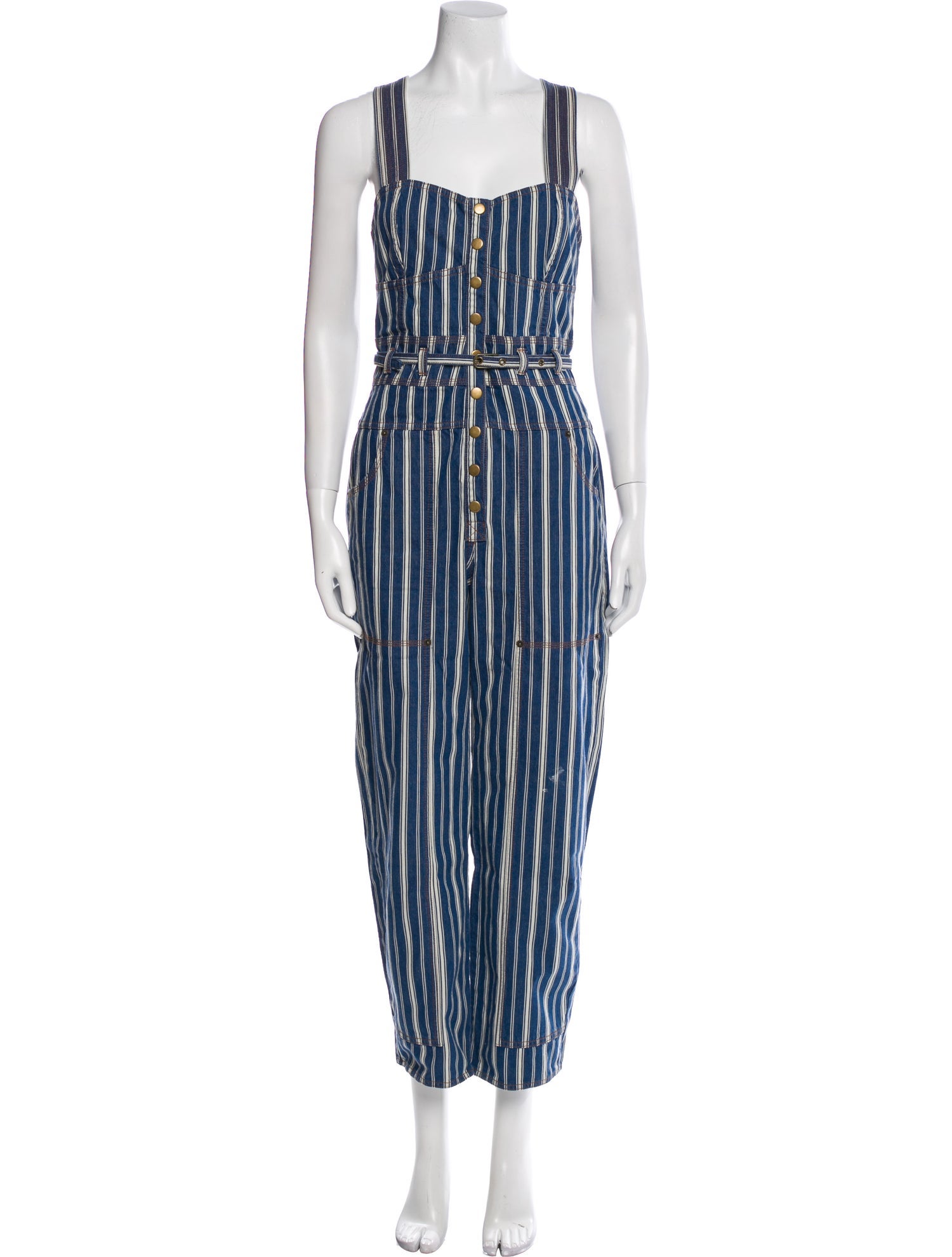 Ulla Johnson Striped Square Neckline Jumpsuit
