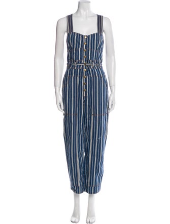 Ulla Johnson Striped Square Neckline Jumpsuit