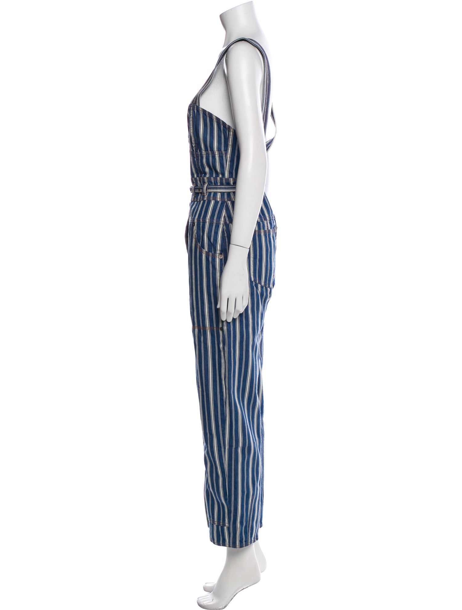 Ulla Johnson Striped Square Neckline Jumpsuit