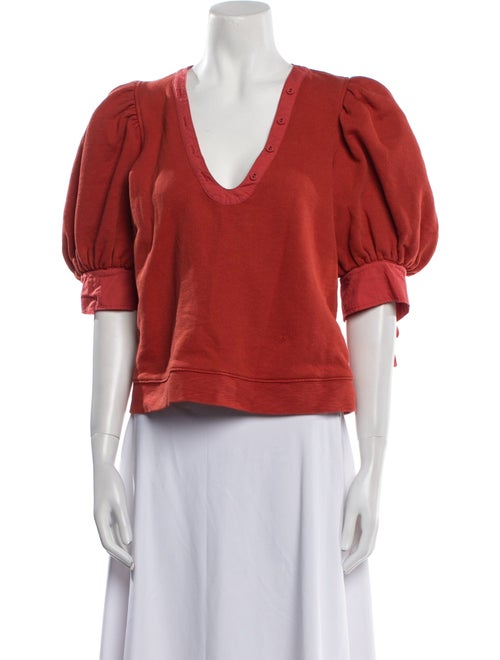 Ulla Johnson V-Neck Short Sleeve Crop Top