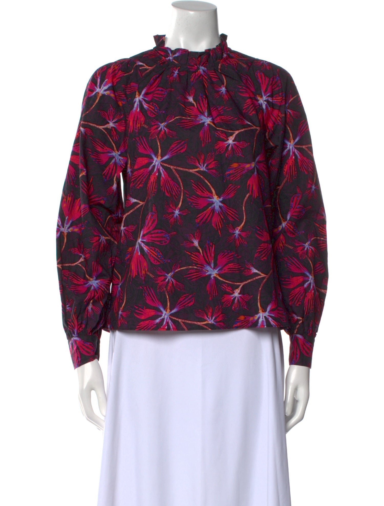 Ulla Johnson Floral Print Mock Neck Blouse