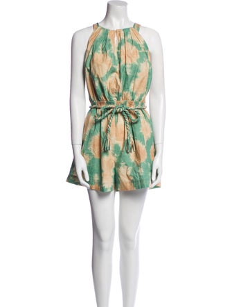 Ulla Johnson Tie-Dye Print Scoop Neck Romper