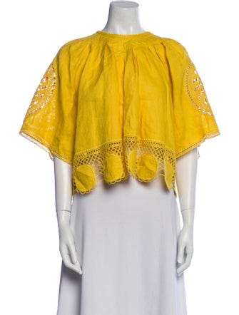 Ulla Johnson Linen Bateau Neckline Crop Top