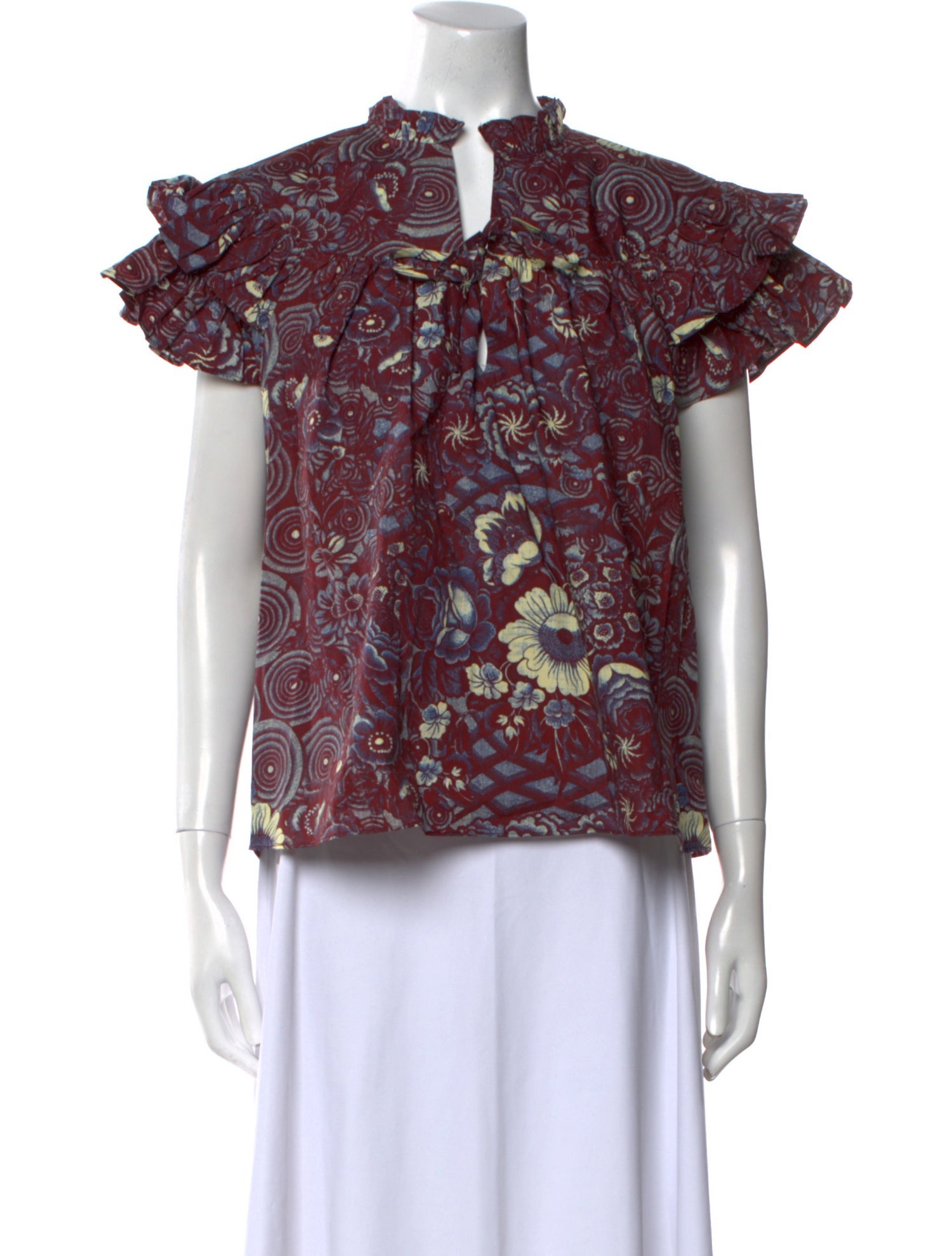 Ulla Johnson Floral Print V-Neck Blouse w/ Tags