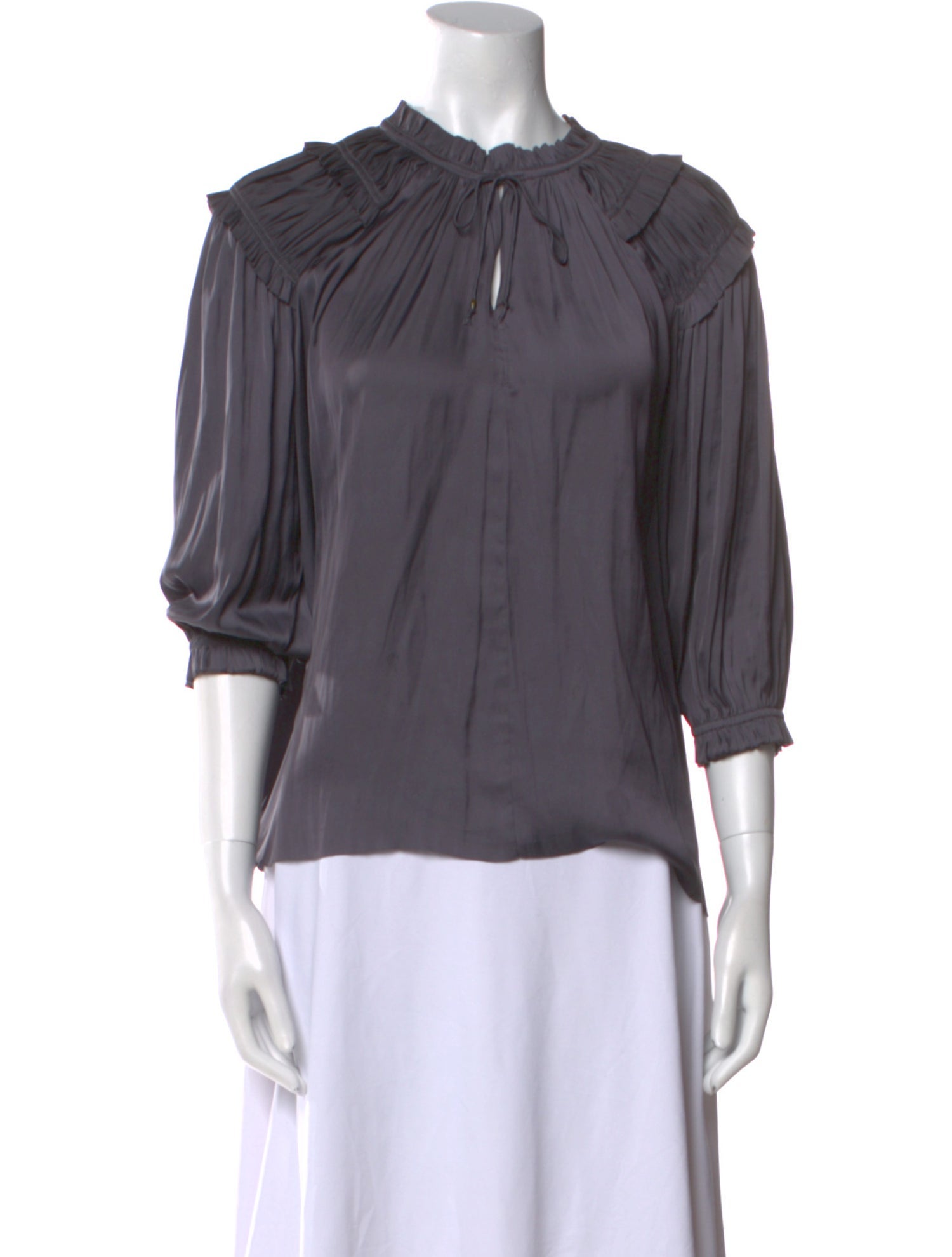 Ulla Johnson Tie Neck Three-Quarter Sleeve Blouse