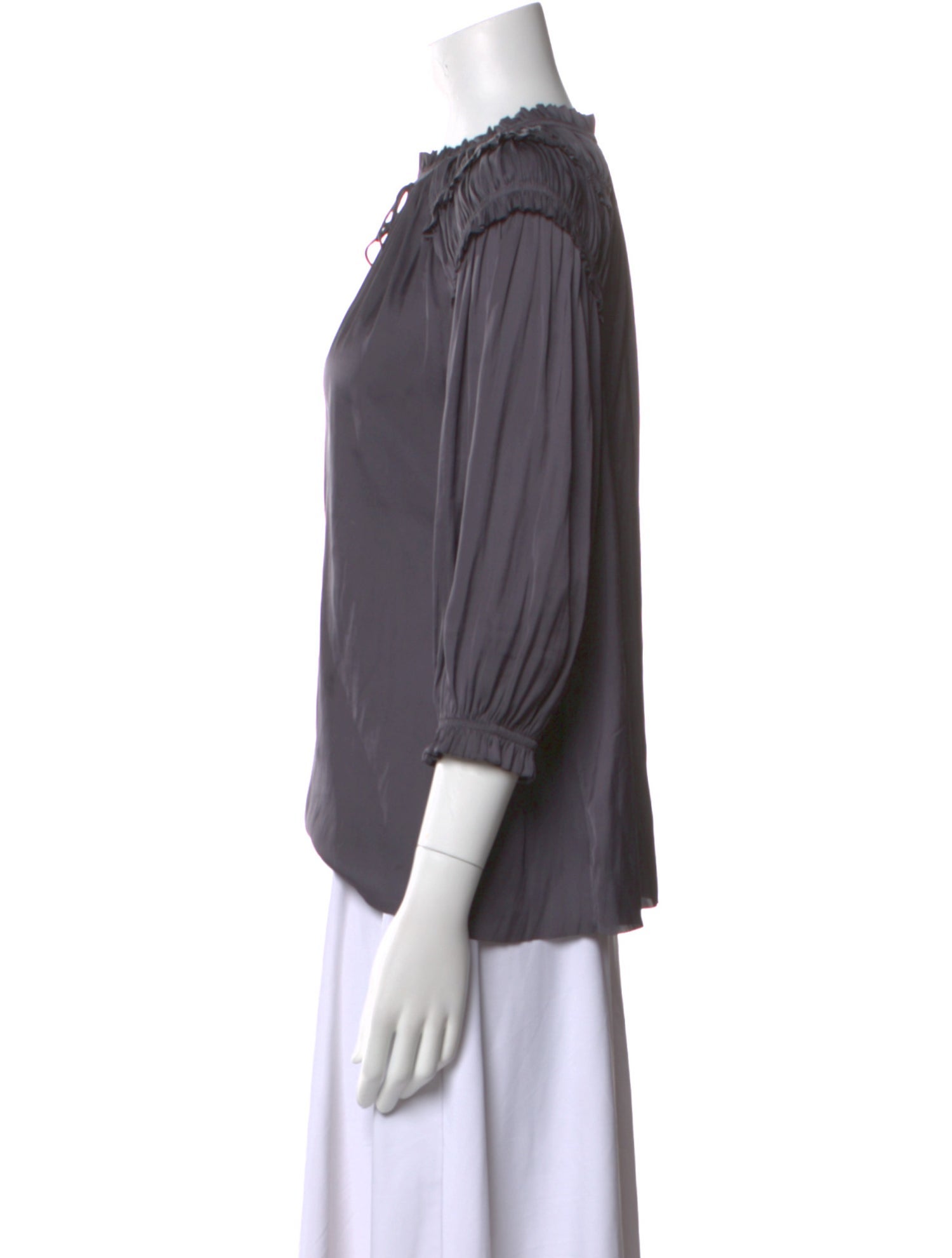 Ulla Johnson Tie Neck Three-Quarter Sleeve Blouse