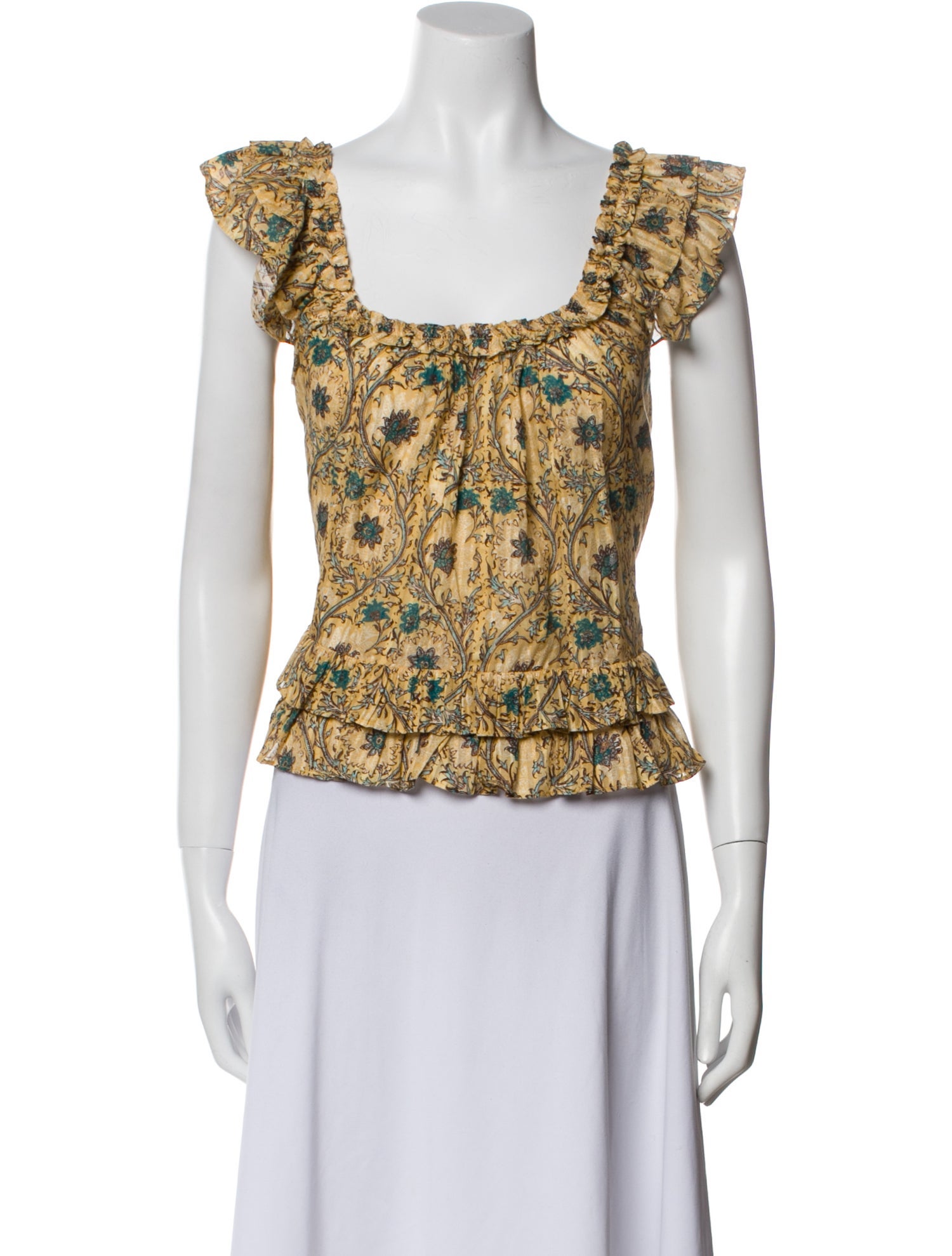 Ulla Johnson Floral Print Square Neckline Crop Top w/ Tags