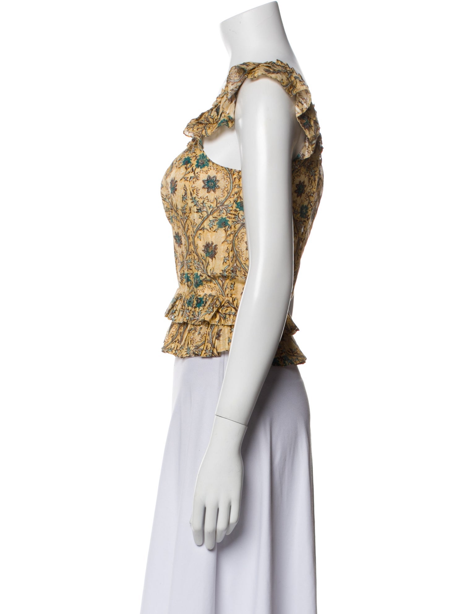 Ulla Johnson Floral Print Square Neckline Crop Top w/ Tags