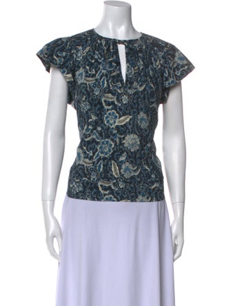 Ulla Johnson Printed V-Neck Top