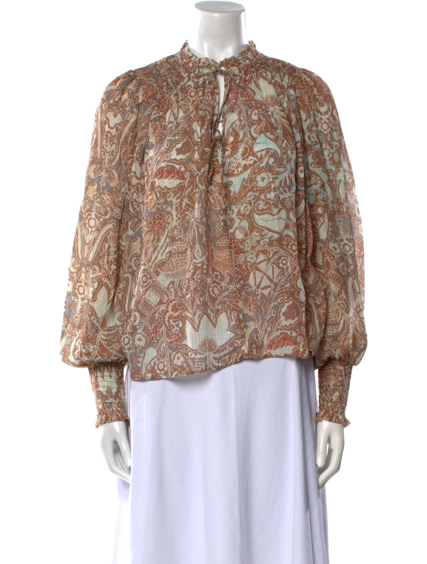 Ulla Johnson Paisley Print Mock Neck Blouse