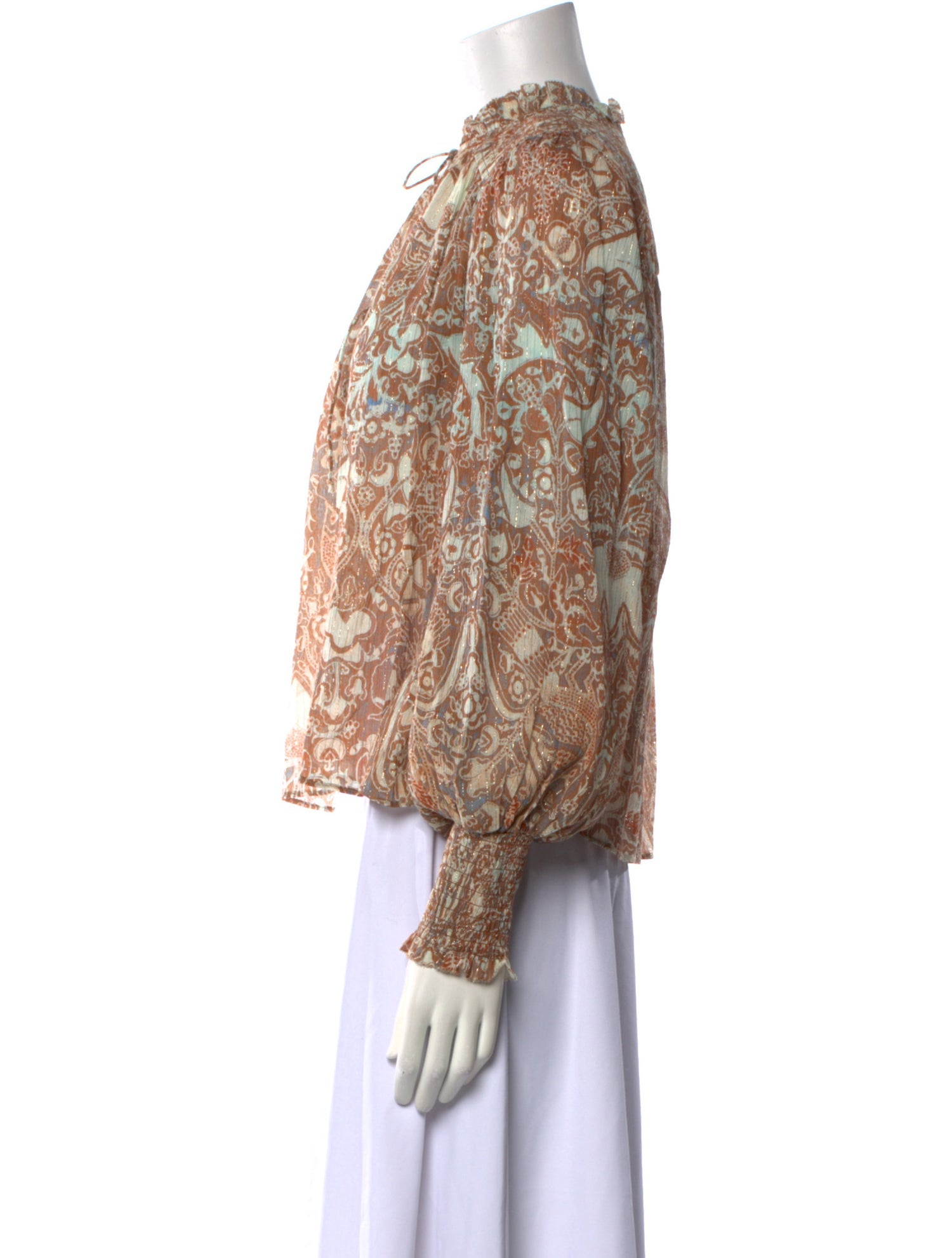 Ulla Johnson Paisley Print Mock Neck Blouse