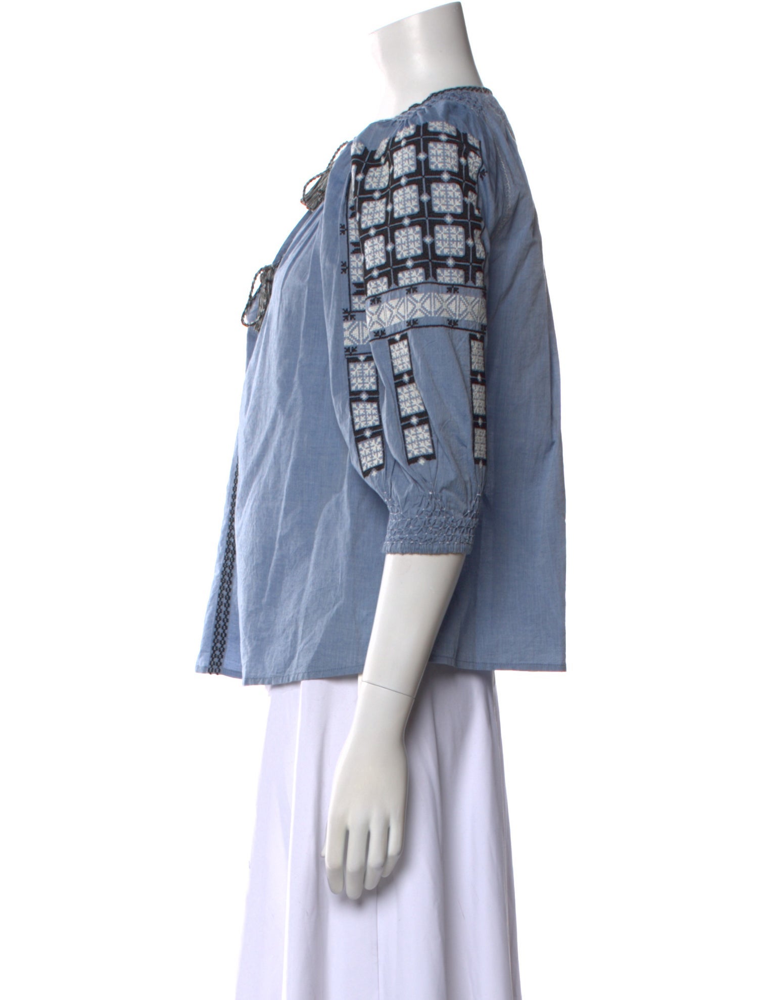 Ulla Johnson Crew Neck Three-Quarter Sleeve Blouse