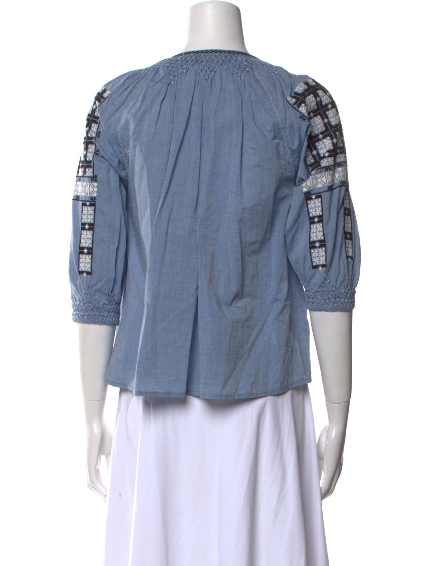 Ulla Johnson Crew Neck Three-Quarter Sleeve Blouse