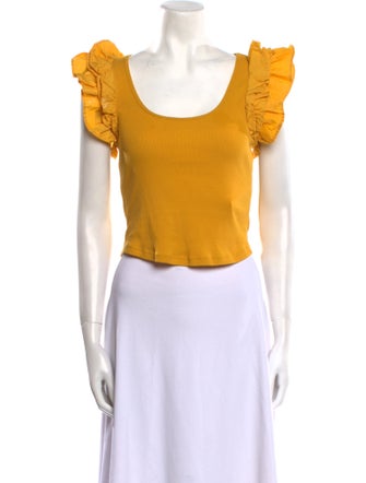 Ulla Johnson Scoop Neck Short Sleeve Crop Top