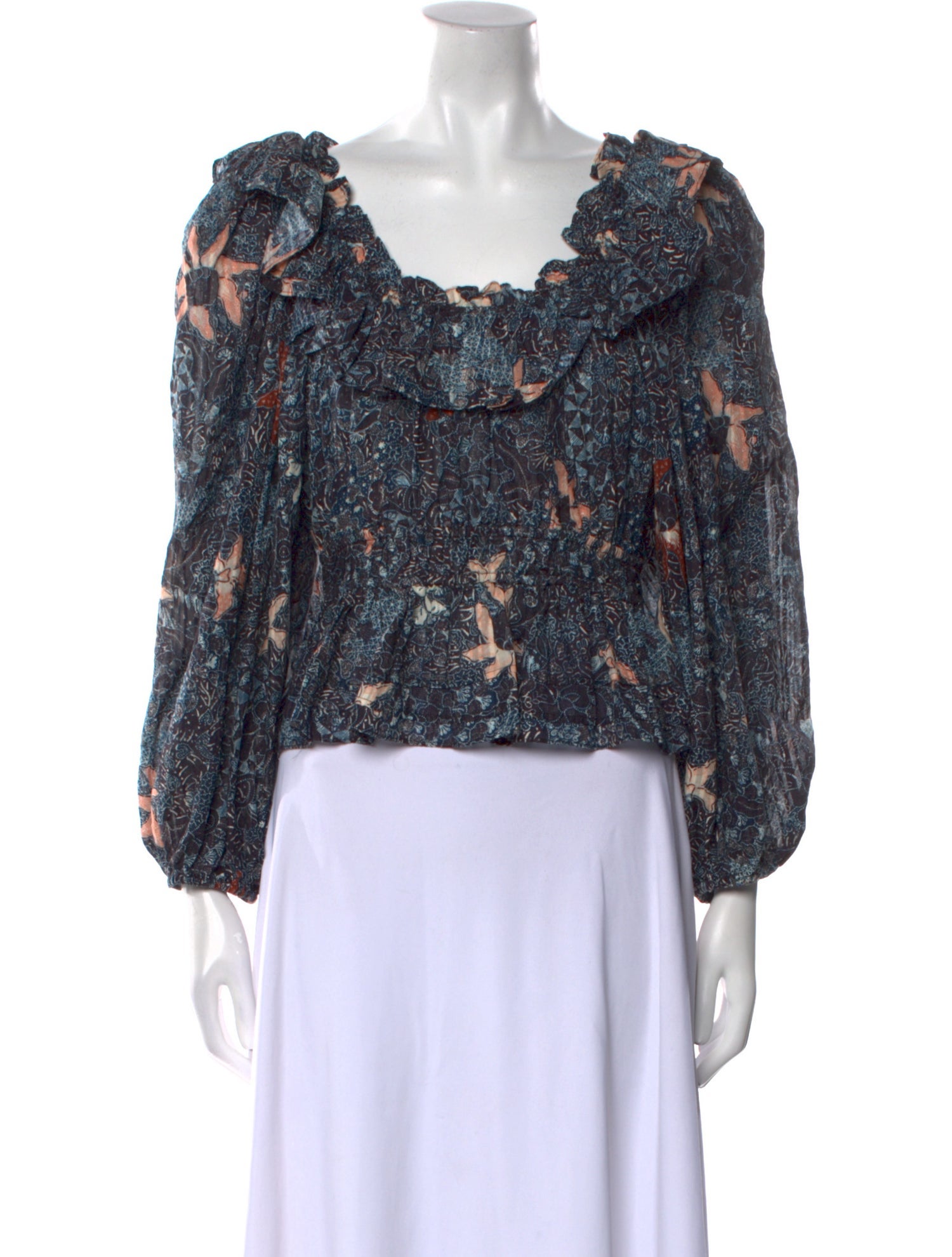 Ulla Johnson Floral Print Square Neckline Blouse