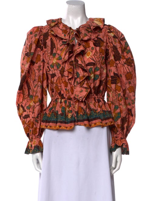 Ulla Johnson Floral Print Tie Neck Blouse