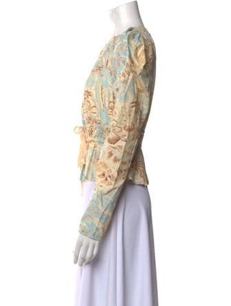 Ulla Johnson Printed Crew Neck Crop Top