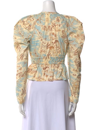 Ulla Johnson Printed Crew Neck Crop Top