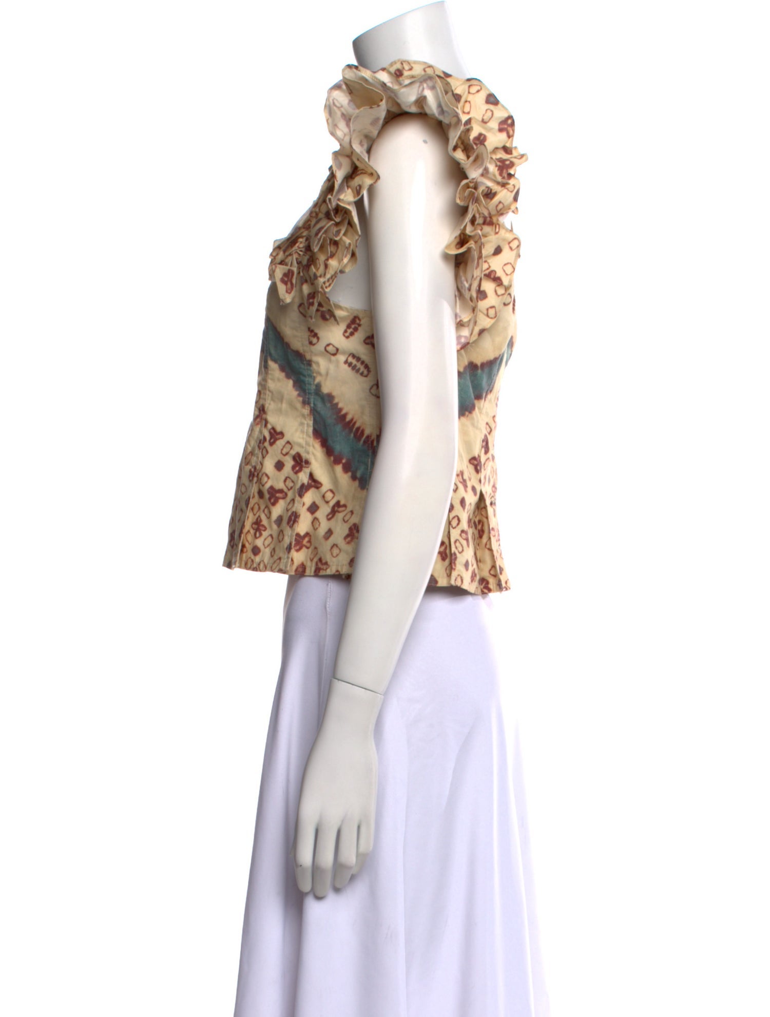 Ulla Johnson Printed Scoop Neck Crop Top