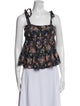 Ulla Johnson Floral Print Square Neckline Crop Top