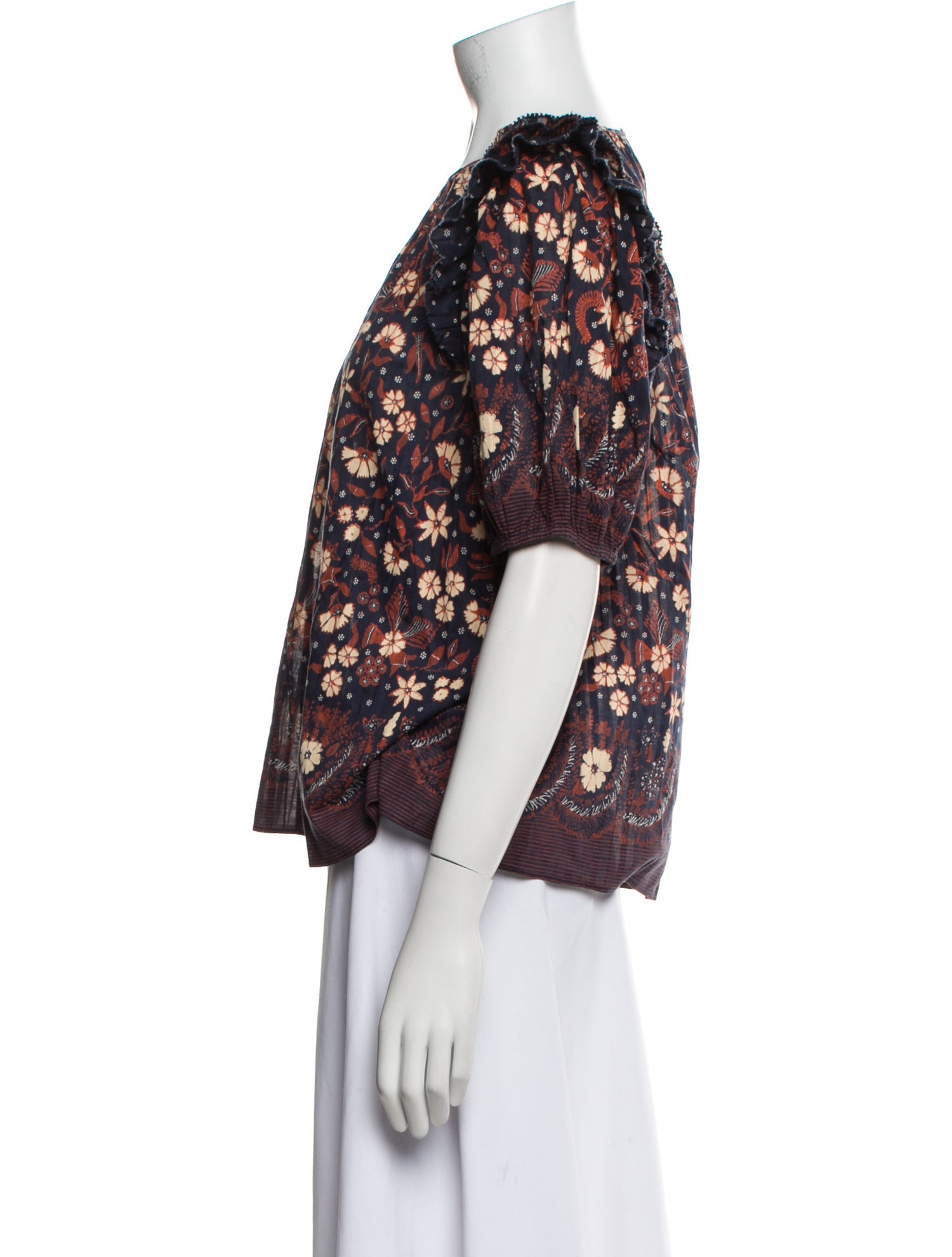 Ulla Johnson Floral Print Crew Neck Blouse