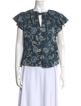 Ulla Johnson Floral Print Tie Neck Blouse
