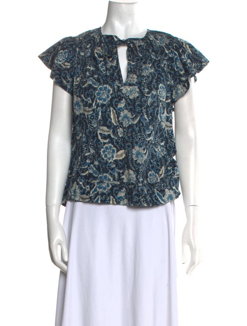 Ulla Johnson Floral Print Tie Neck Blouse