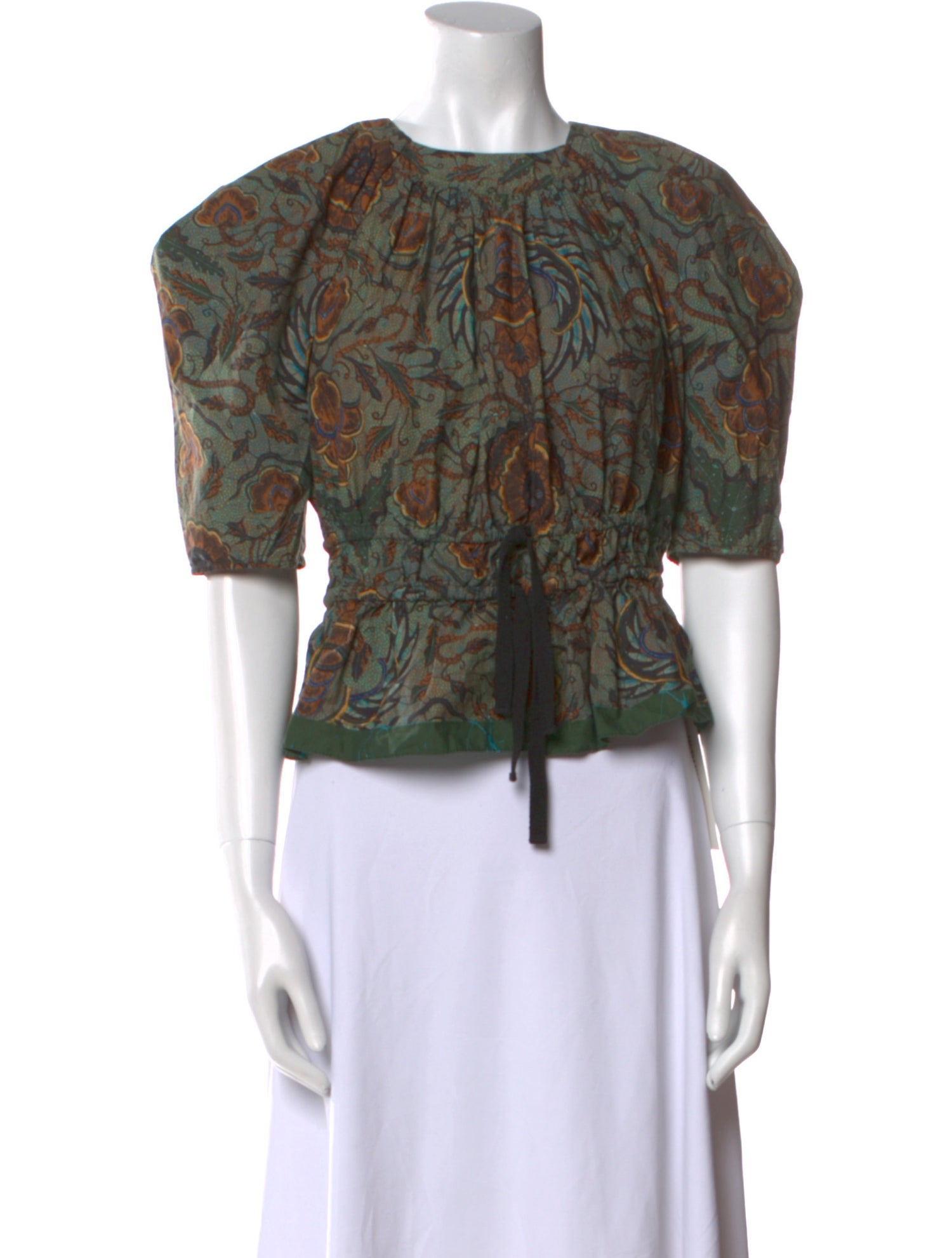 Ulla Johnson Printed Crew Neck Crop Top