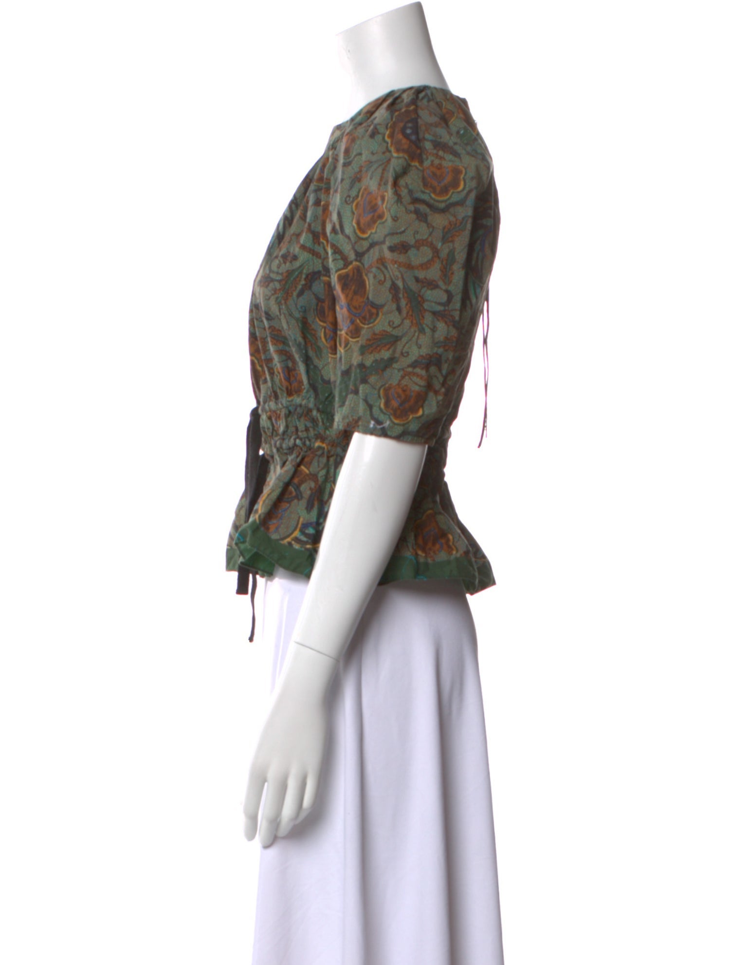 Ulla Johnson Printed Crew Neck Crop Top