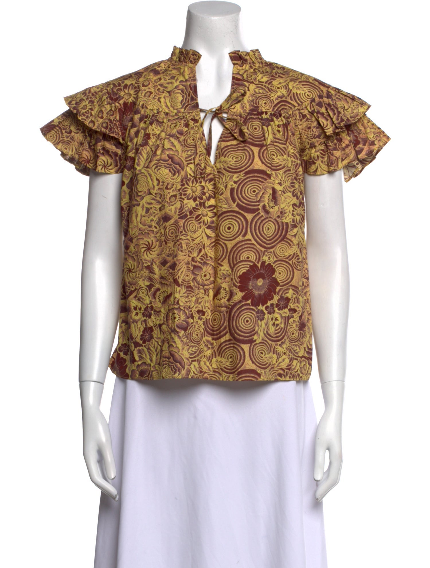 Ulla Johnson Printed Tie Neck Blouse