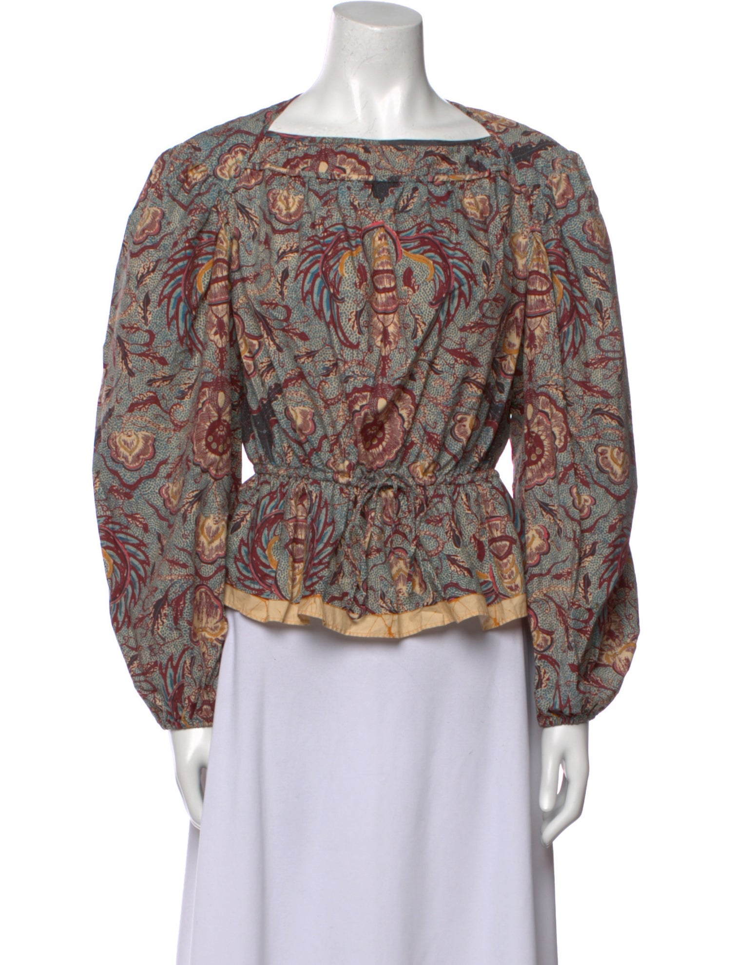Ulla Johnson Paisley Print Bateau Neckline Blouse