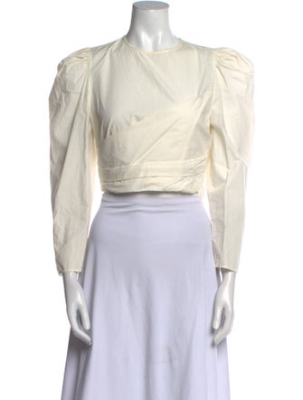 Ulla Johnson Crew Neck Long Sleeve Crop Top