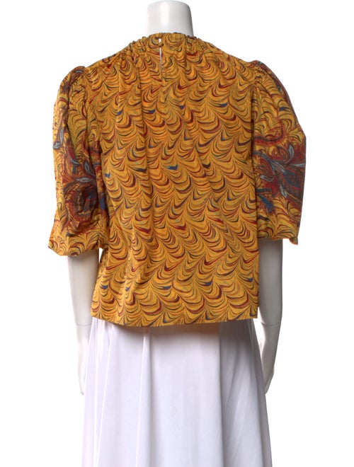 Ulla Johnson Printed Crew Neck Crop Top