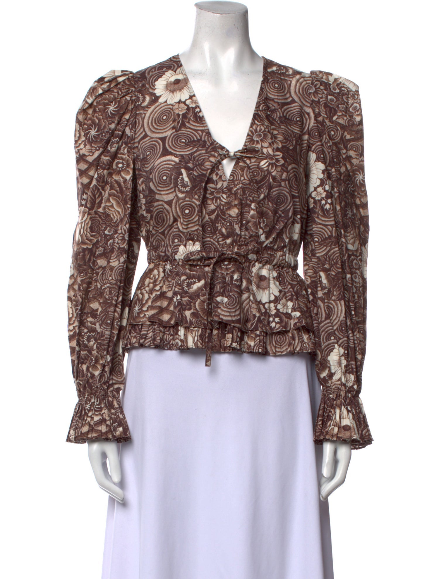 Ulla Johnson Floral Print V-Neck Blouse