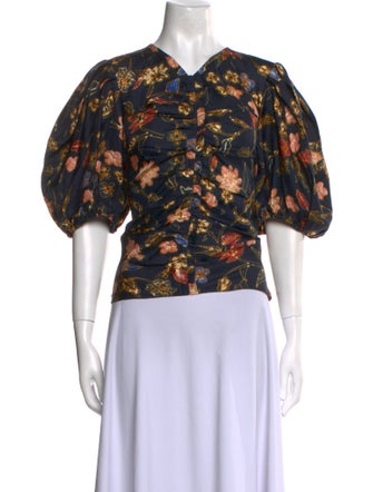 Ulla Johnson Silk Floral Print Crop Top