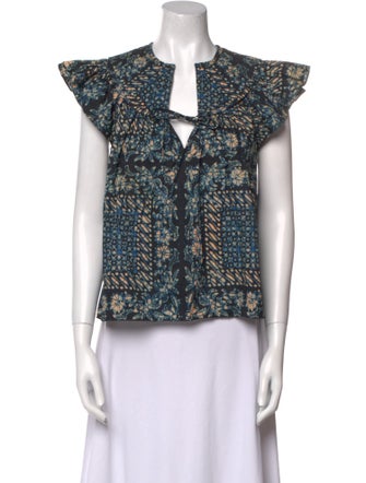 Ulla Johnson Printed V-Neck Blouse