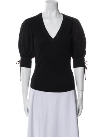 Ulla Johnson V-Neck Three-Quarter Sleeve Top