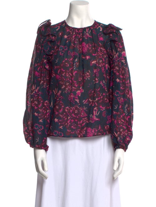 Ulla Johnson Floral Print Crew Neck Blouse